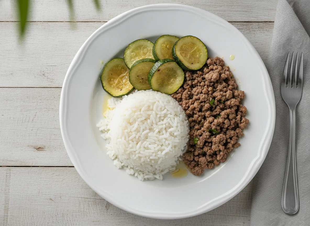 Marmita de Arroz, Carne Moída e Abobrinha photo