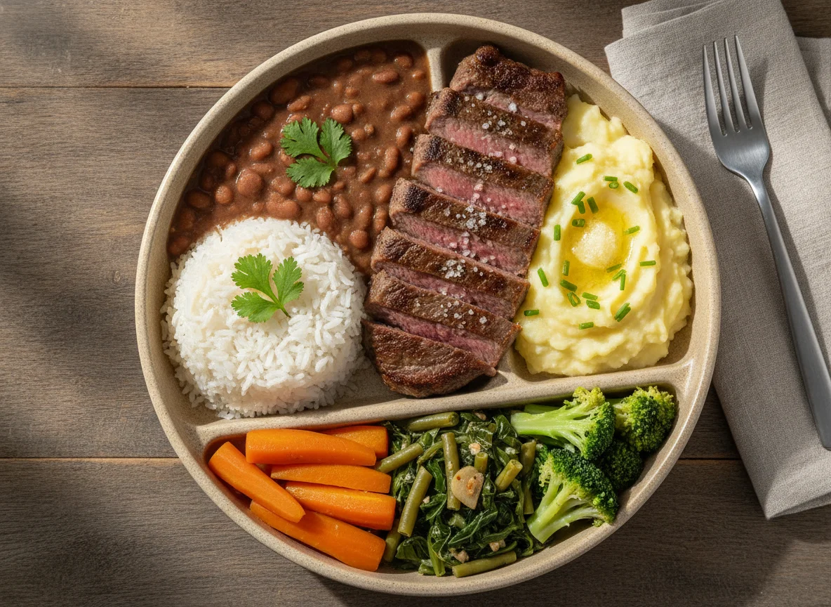 Marmita de Arroz, Feijão, Carne e Vegetais photo