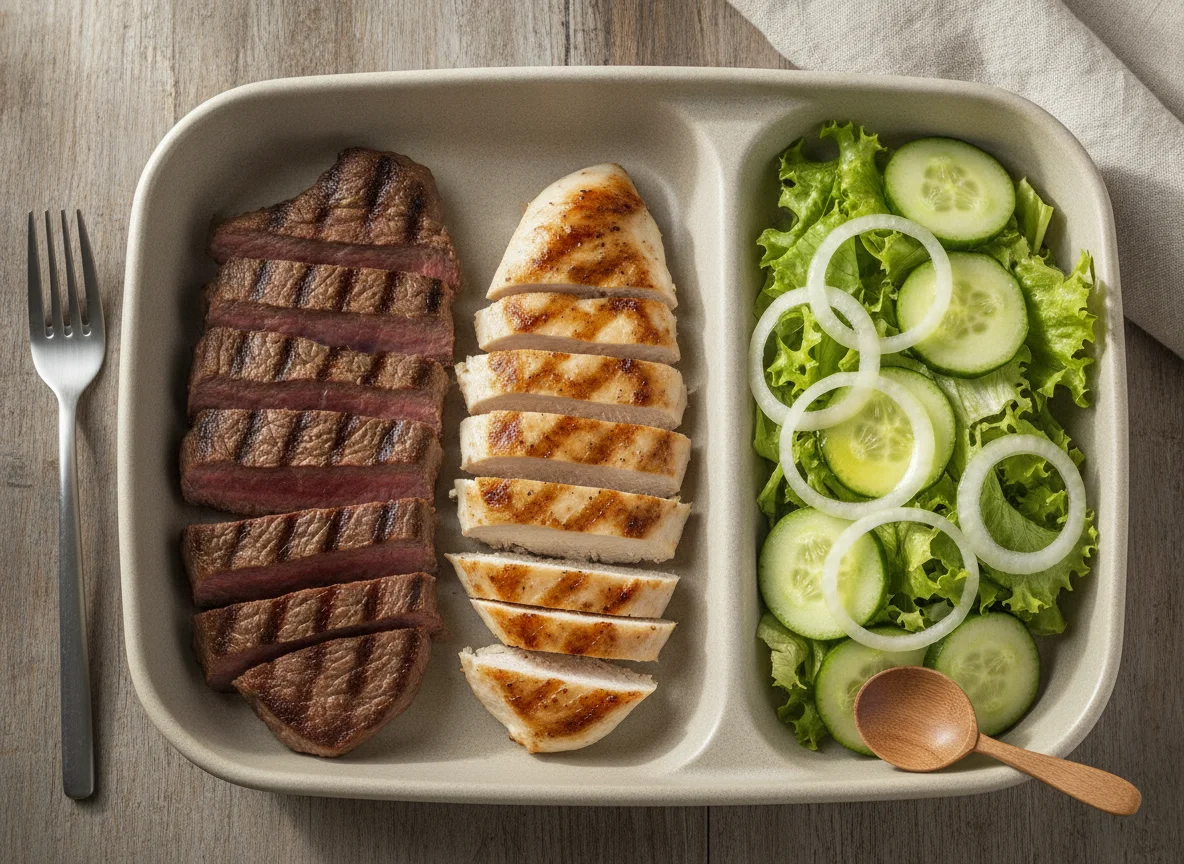 Marmita de Carne, Frango e Salada photo