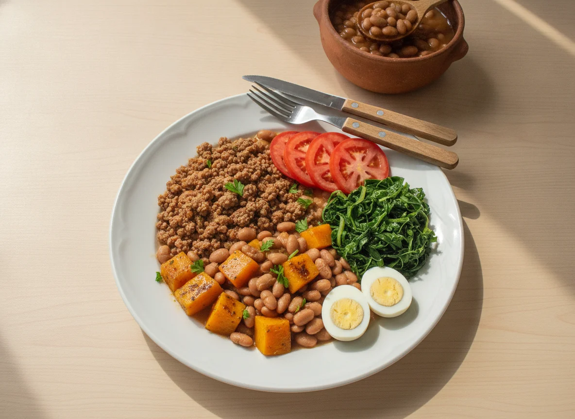 Marmita de Carne Moída com Abóbora e Feijão photo