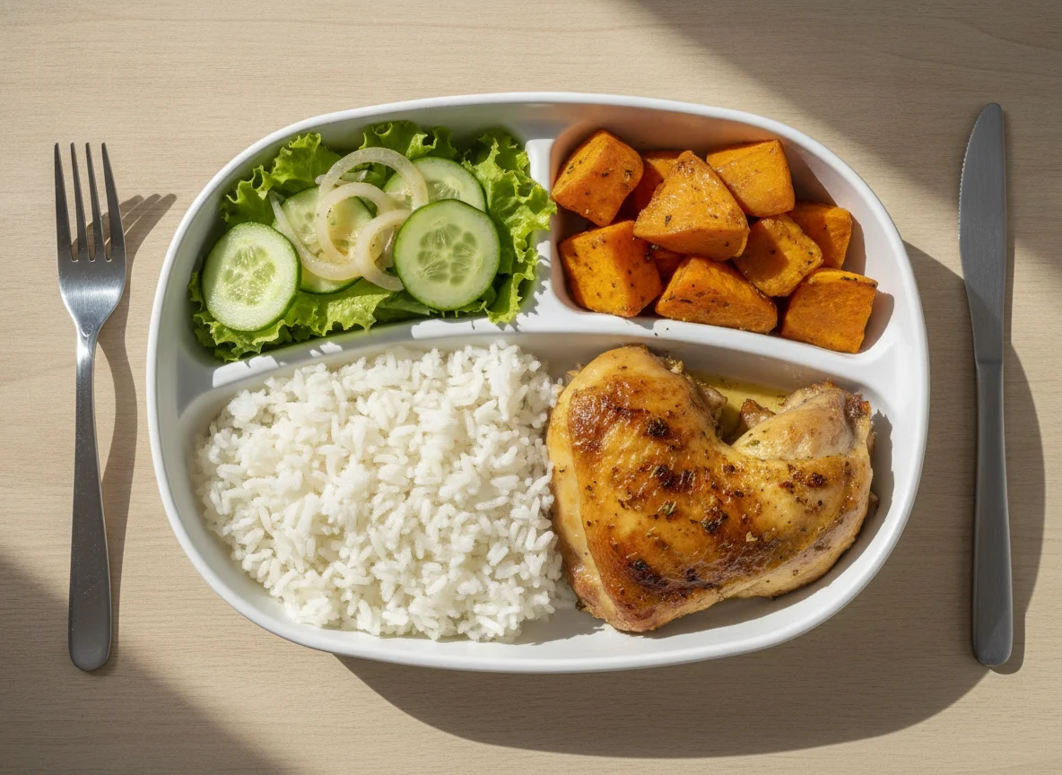 Marmita de Frango Assado com Batata Doce e Salada photo