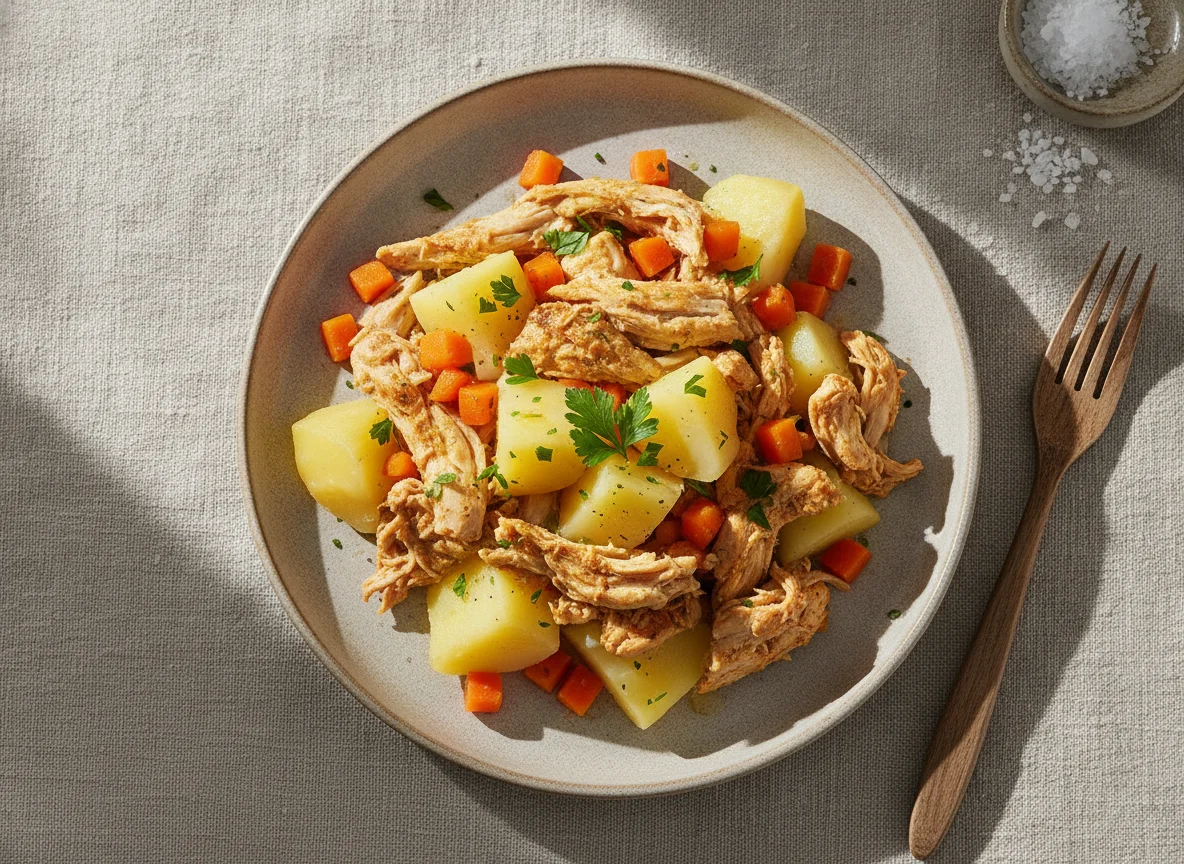 Marmita de frango com batata e cenoura photo