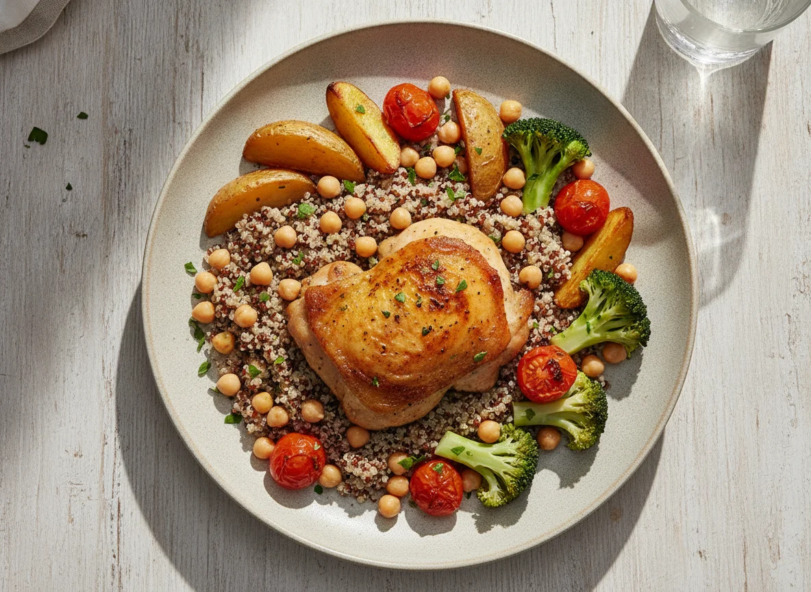 Marmita de Frango com Quinoa, Grão-de-Bico e Legumes photo