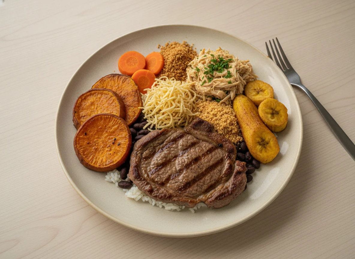 Marmitex Brasileira com Carne, Frango e Acompanhamentos photo