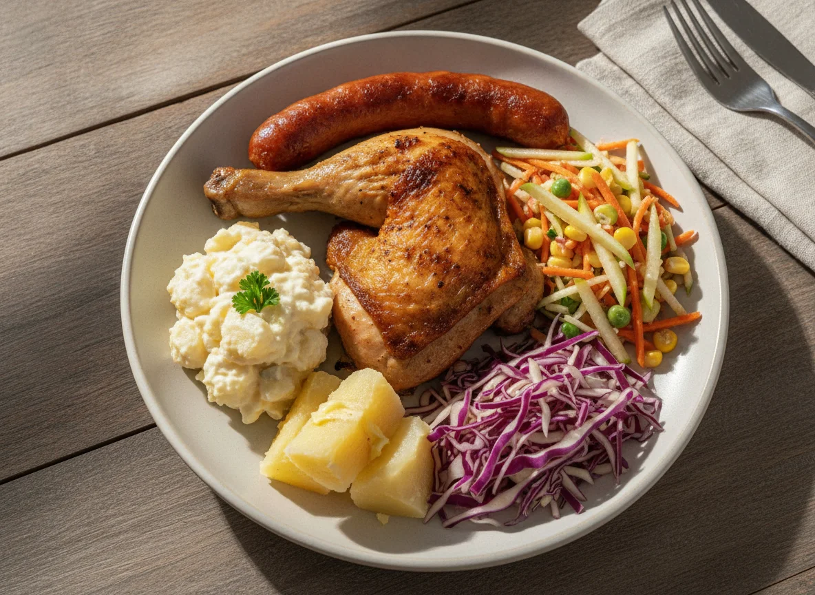 Marmitex com Frango Assado e Saladas photo