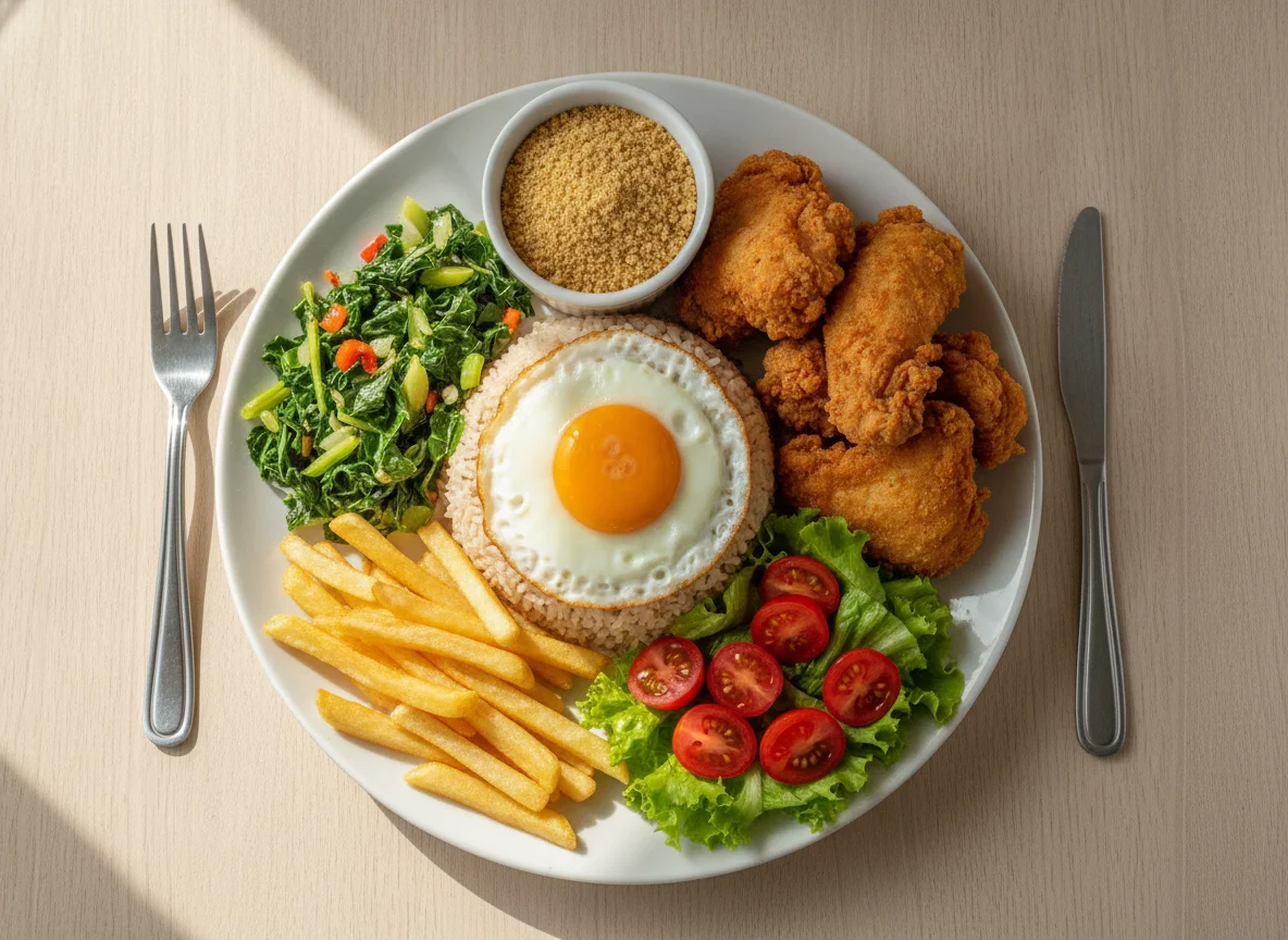 Marmitex com Ovo, Frango, Arroz e Salada photo