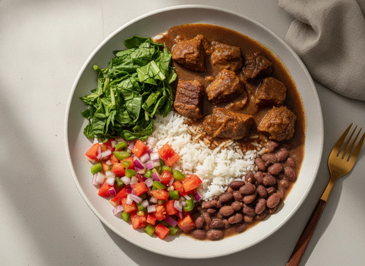 Marmitex de Carne Cozida com Salada e Vinagrete photo