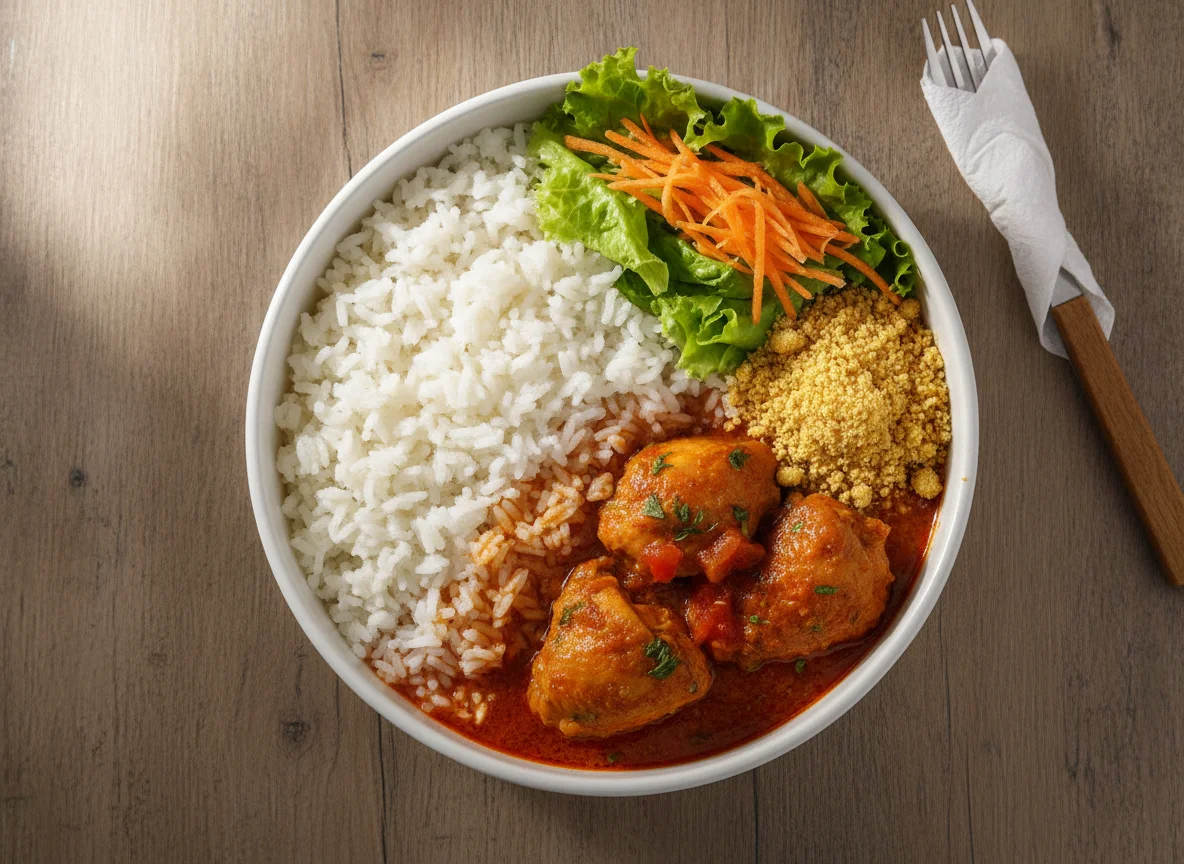 Marmitex de Frango com Arroz, Farofa e Salada photo