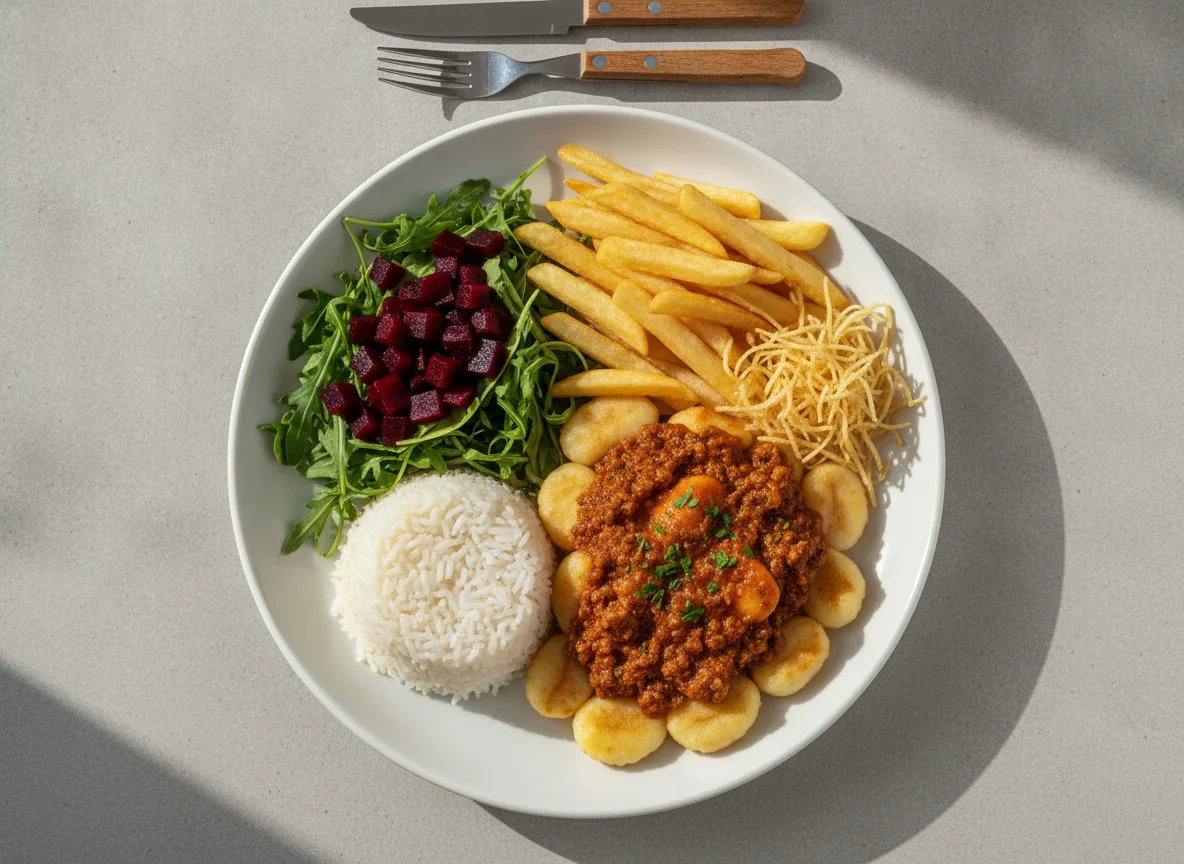 Marmitex de Nhoque com Batata Frita e Salada photo