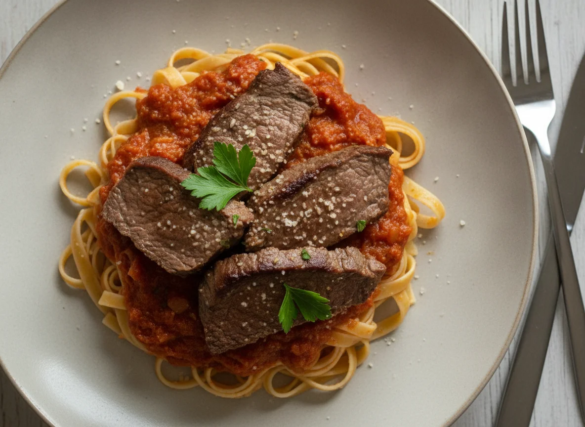 Massa com carne photo