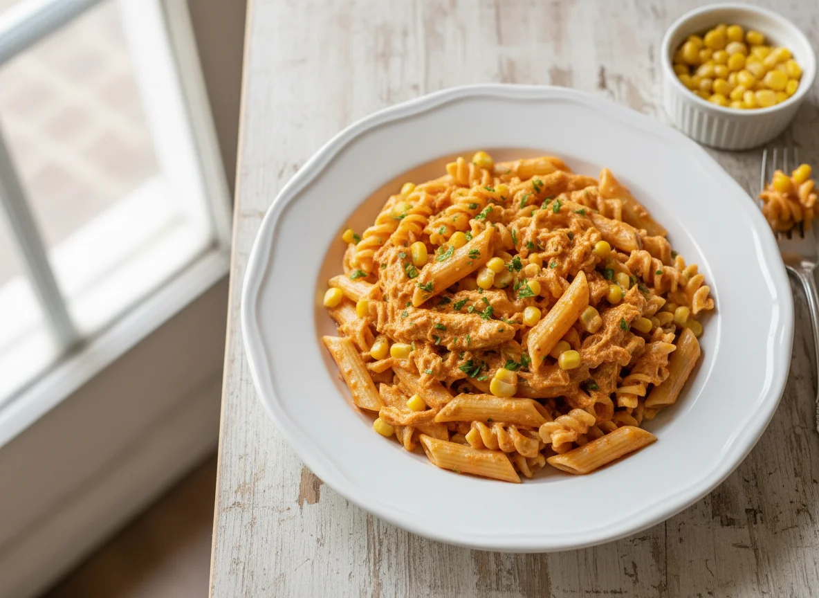 Massa com frango e molho cremoso photo