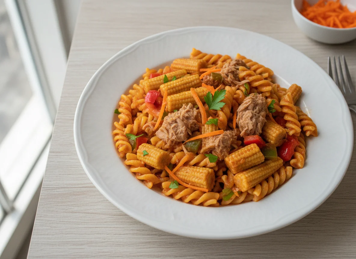Massa Fusilli com Atum e Mini Milho photo