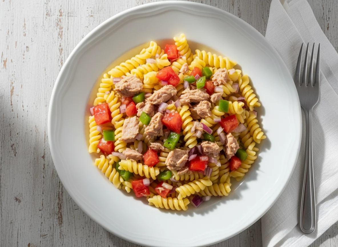 Massa Fusilli com Atum e Vegetais photo
