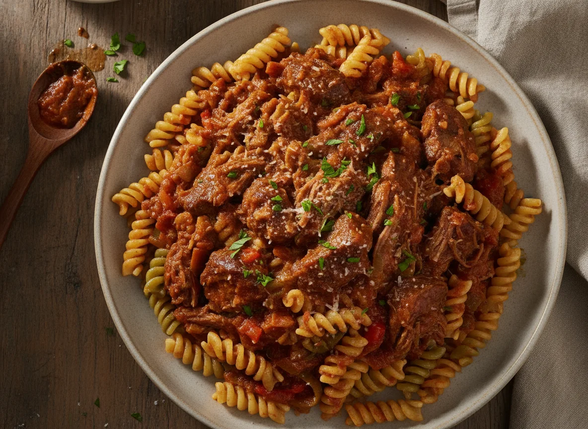 Massa Fusilli com Carne Cozida photo