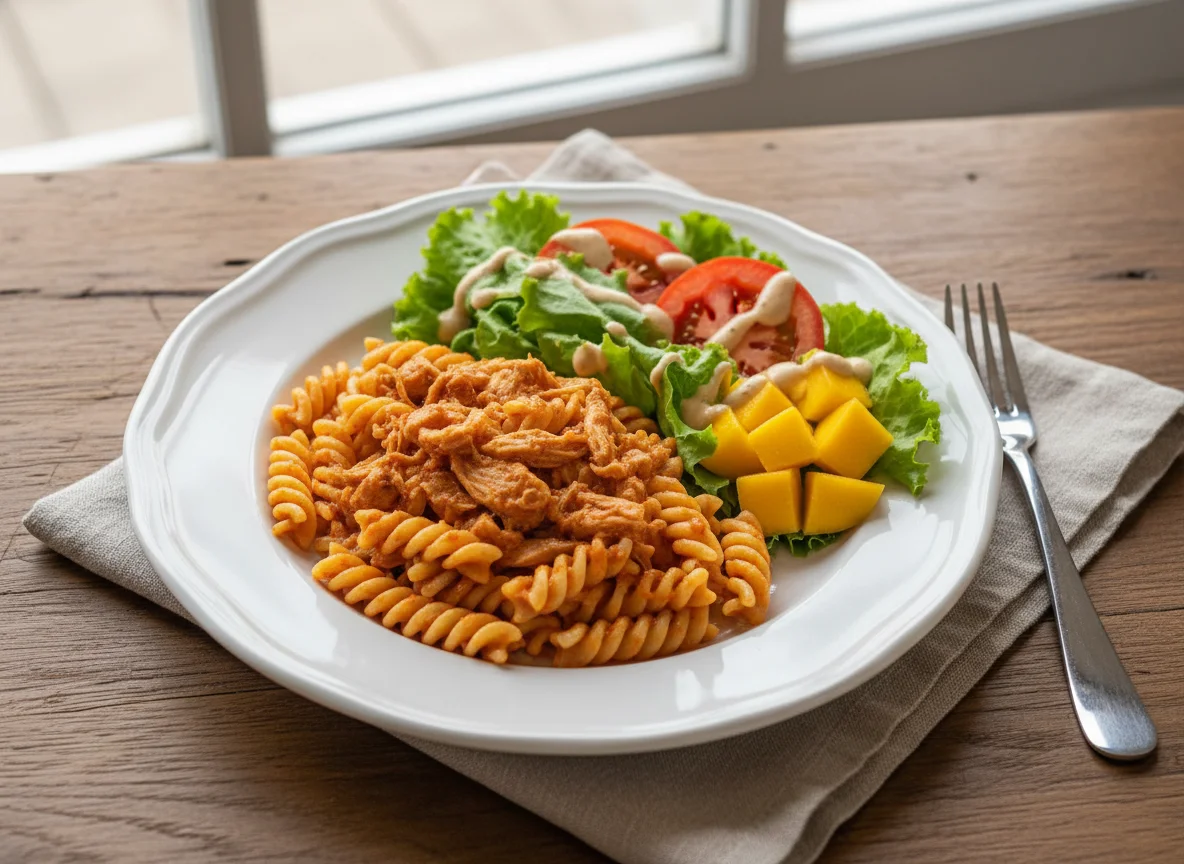 Massa Fusilli com Frango Desfiado e Salada photo