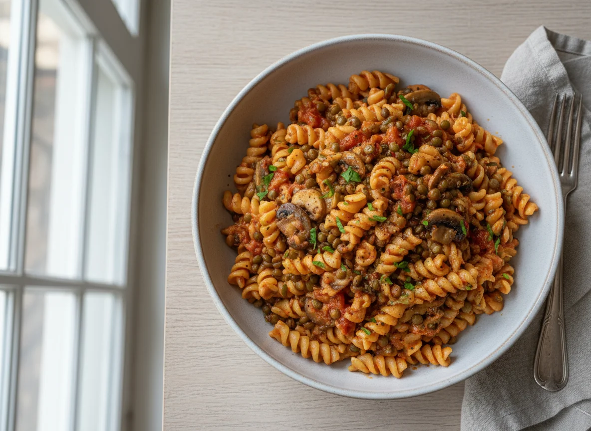 Massa Fusilli com Lentilhas e Molho Cremoso photo