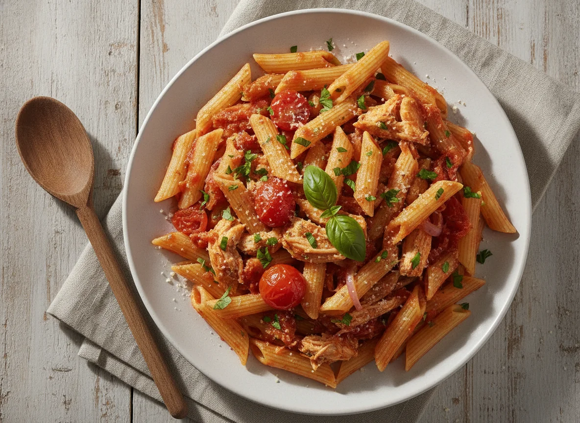 Massa Penne com Frango e Molho photo