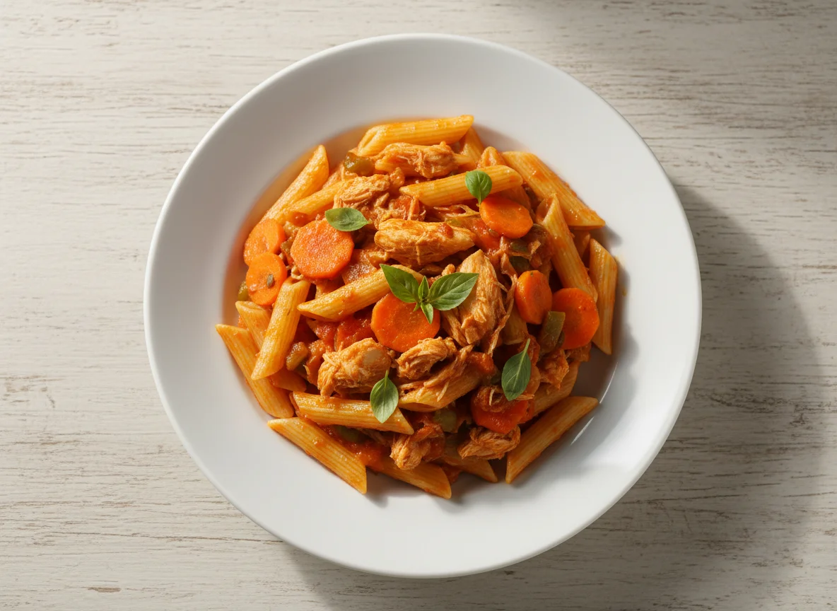 Massa Penne com Frango e Vegetais photo