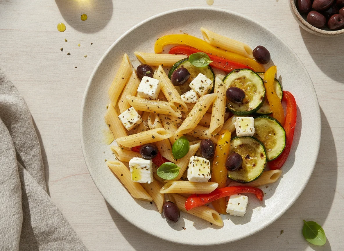 Massa Penne com Queijo e Legumes photo