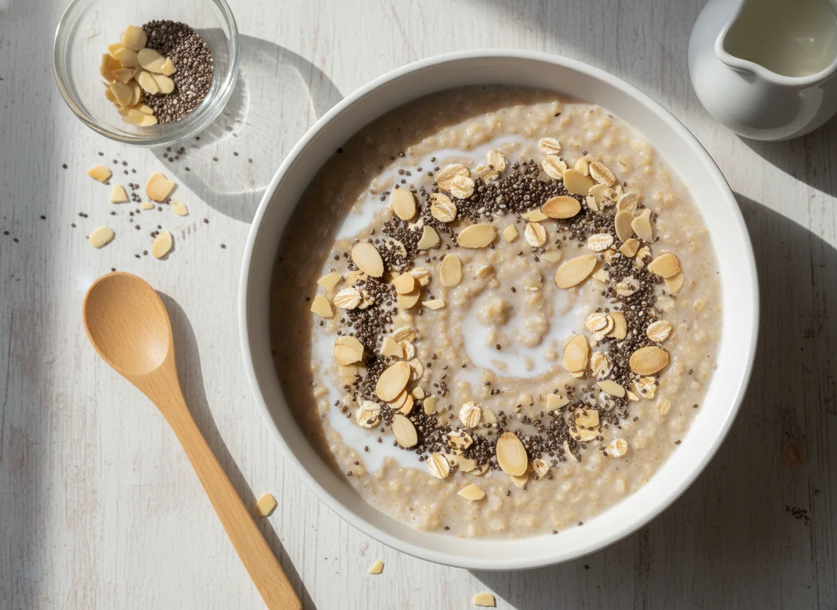 Mingau de aveia com amêndoas e chia photo
