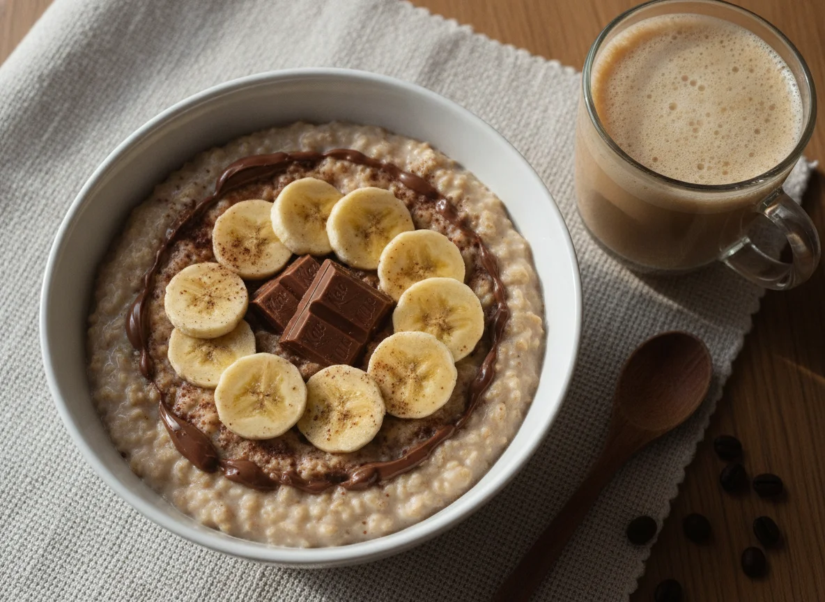 Mingau de aveia com banana e chocolate photo