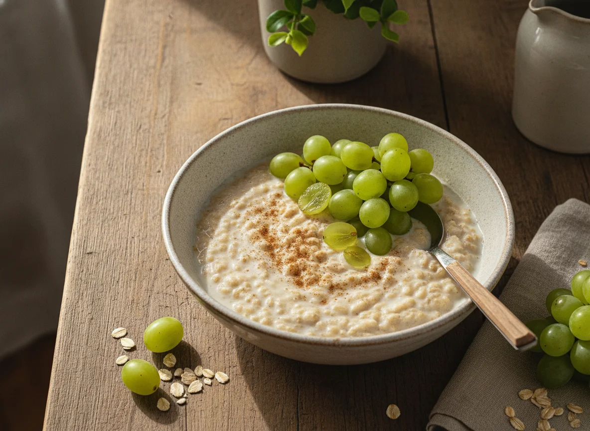 Mingau de aveia com uvas photo