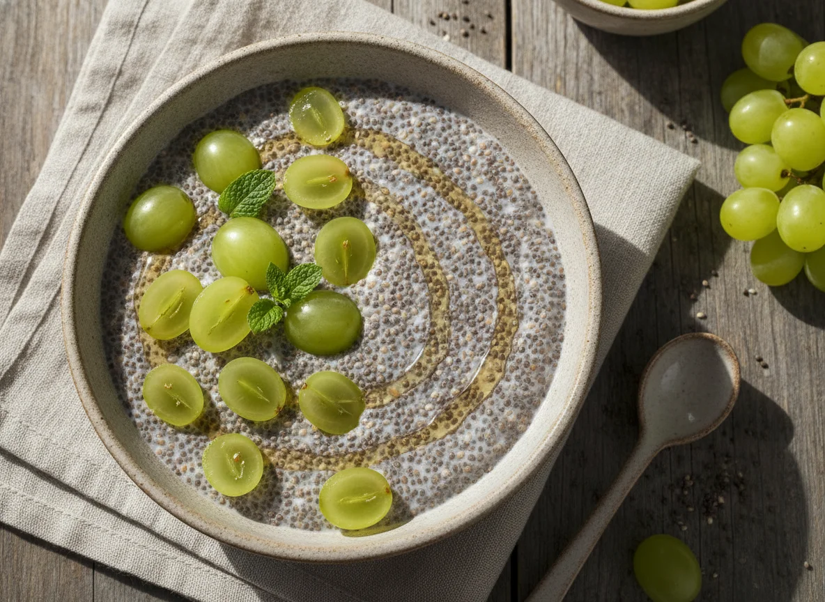 Mingau de chia com uvas photo