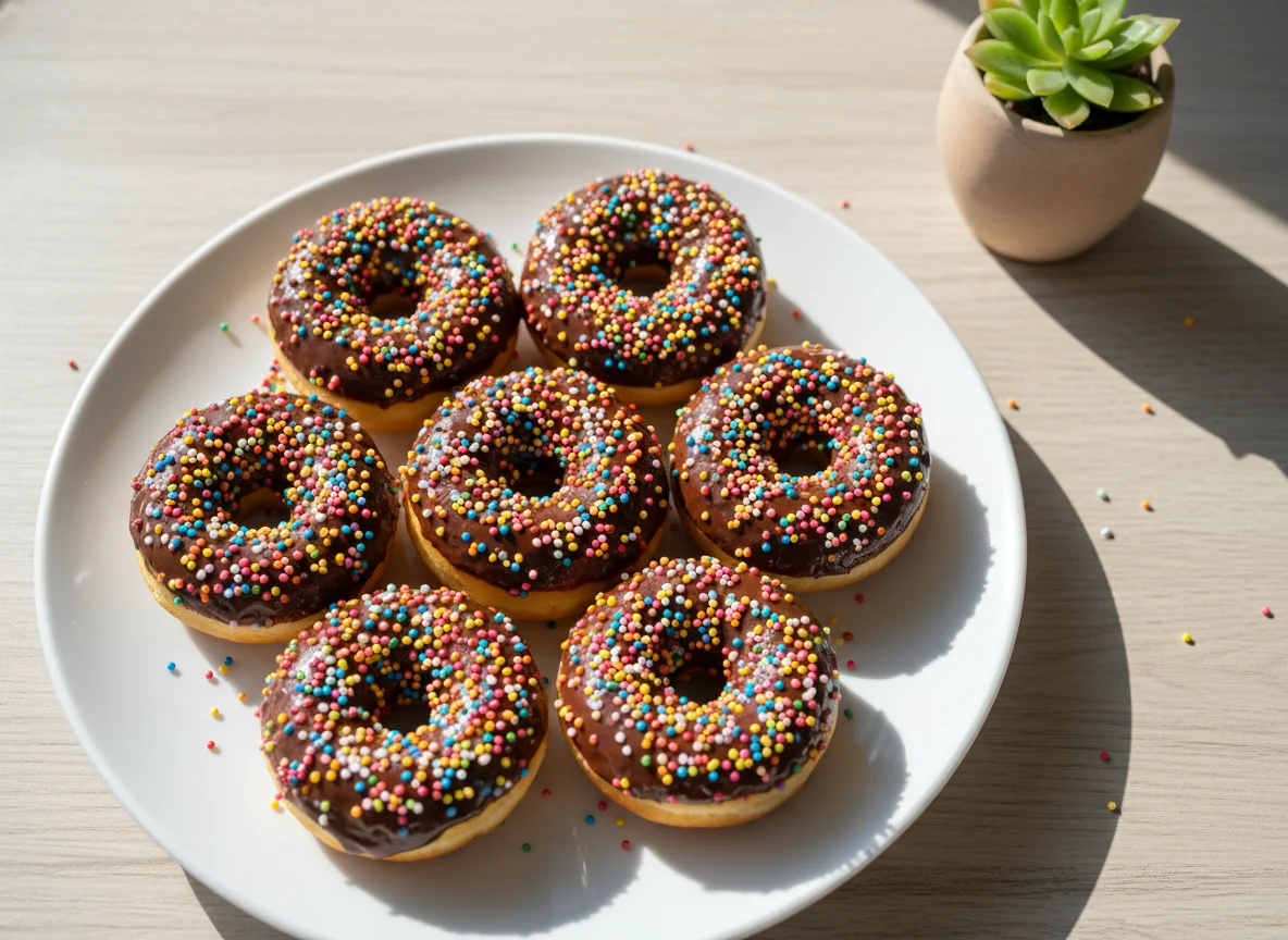Mini donut de chocolate com granulado photo