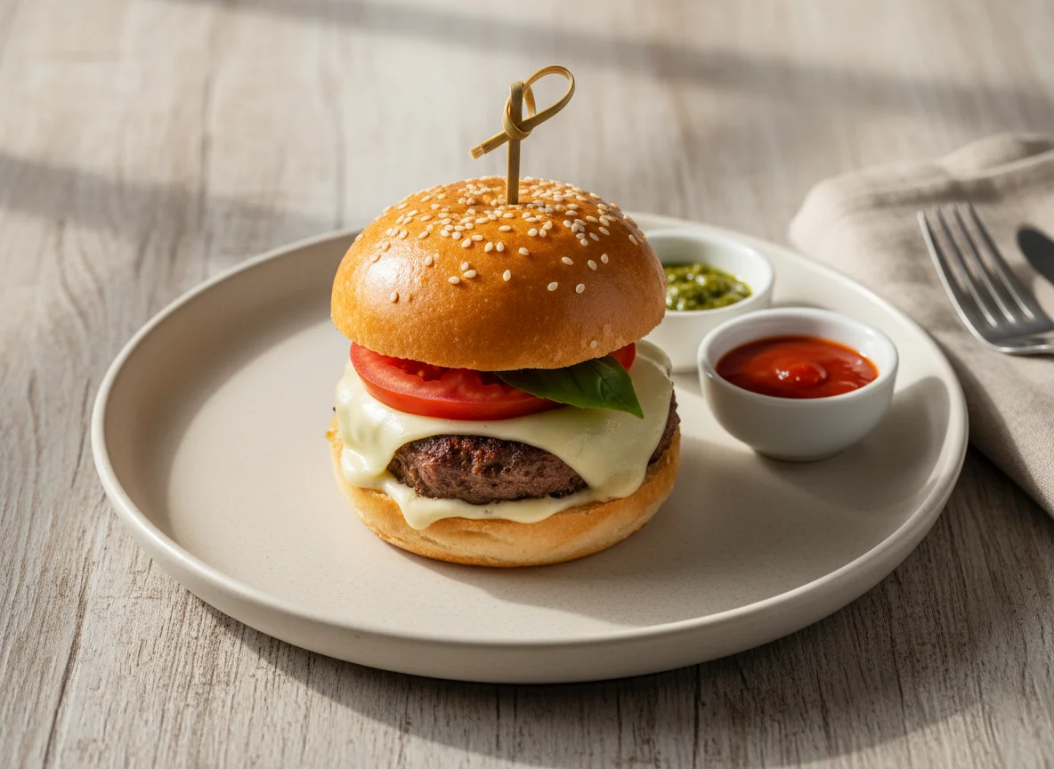 Mini Hambúrguer com Tomate photo