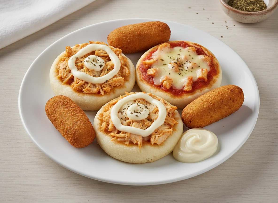 Mini Pizza de Frango com Catupiry e Croquetes photo