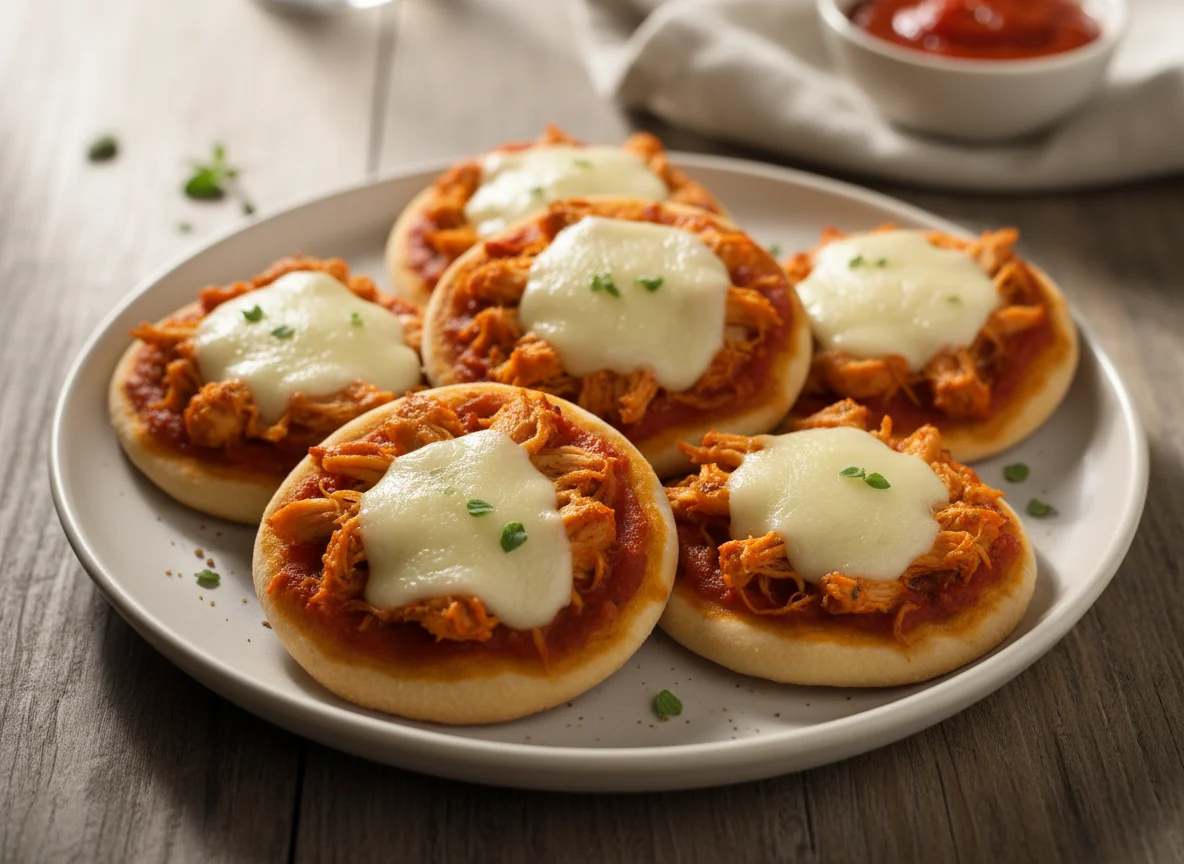 Mini pizza de frango com queijo photo