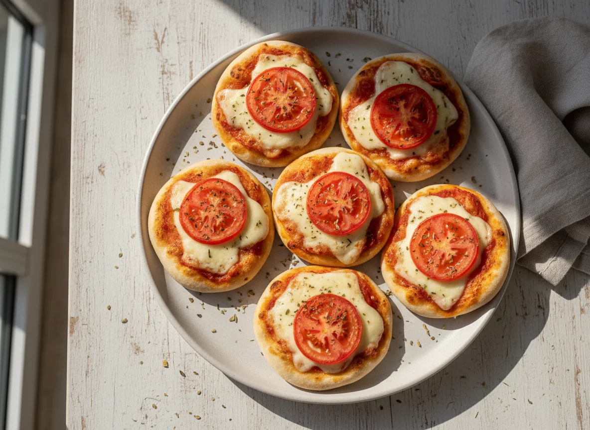 Mini pizza de queijo e tomate photo