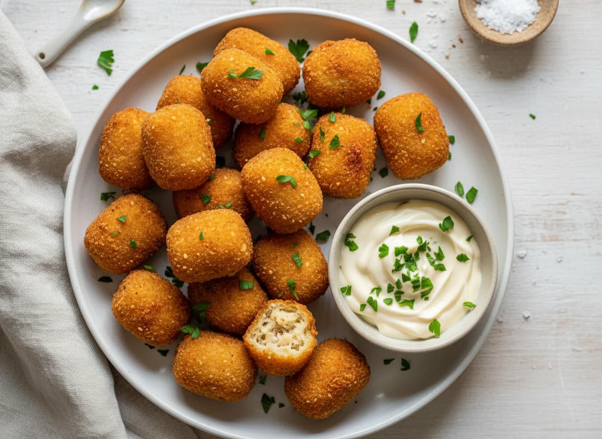 Mini salgados com molho e salsa photo