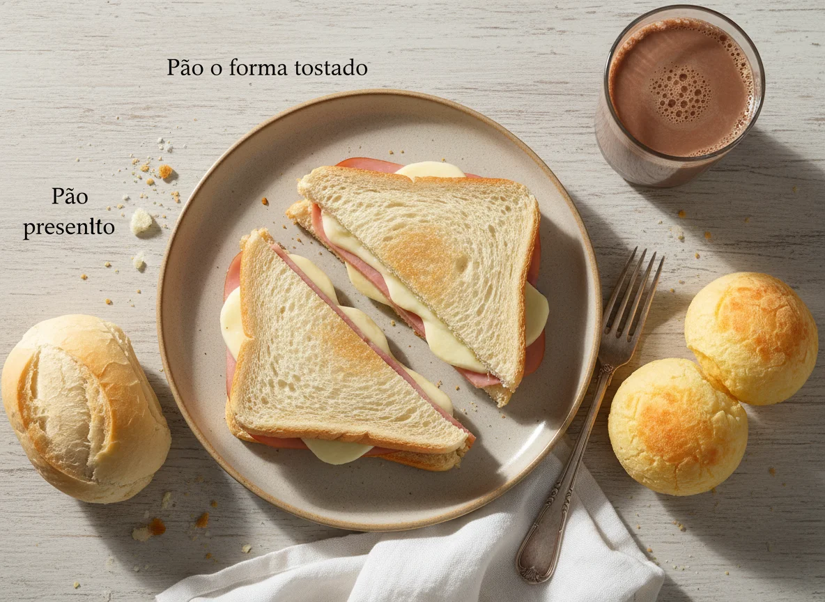 Misto Quente com Pão de Queijo e Pãozinho photo