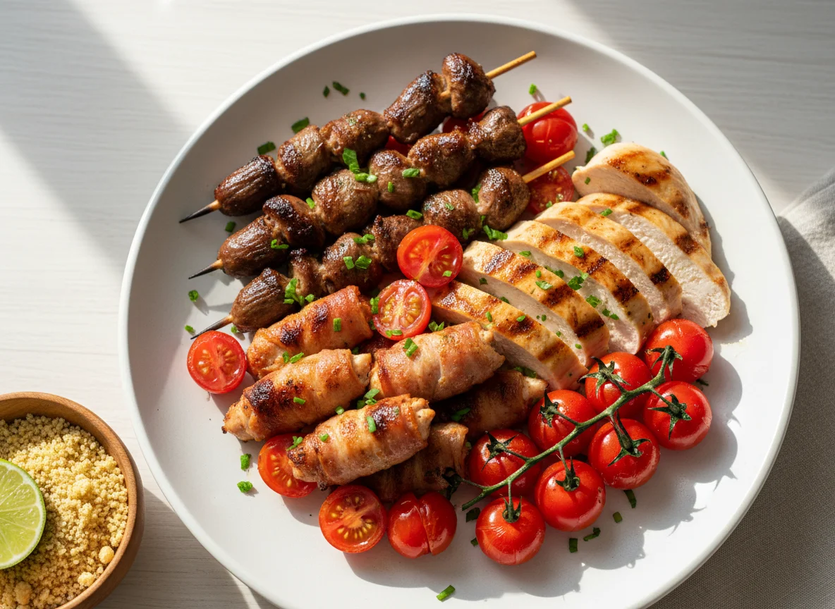 Mix de carnes e tomate cereja photo