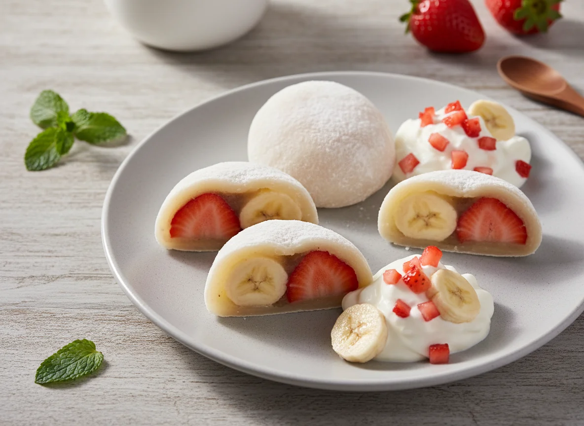 Mochi de morango e banana photo