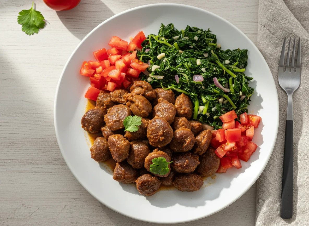 Moela com salada de couve e tomate photo