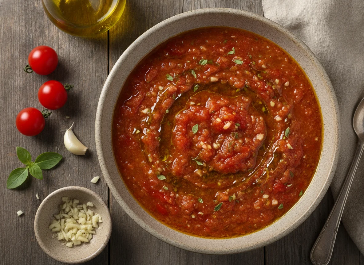 Molho de tomate e alho photo