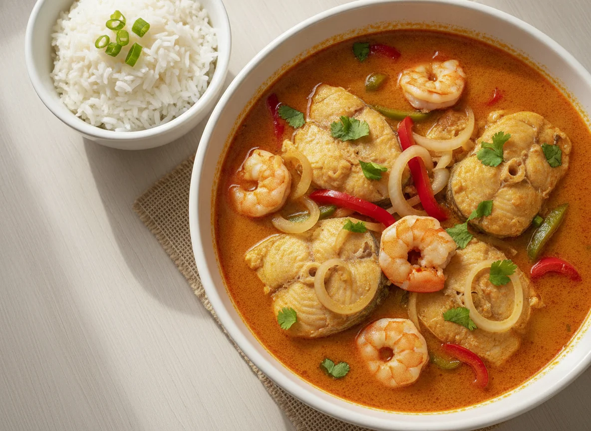 Moqueca de Peixe com Camarão e Arroz photo