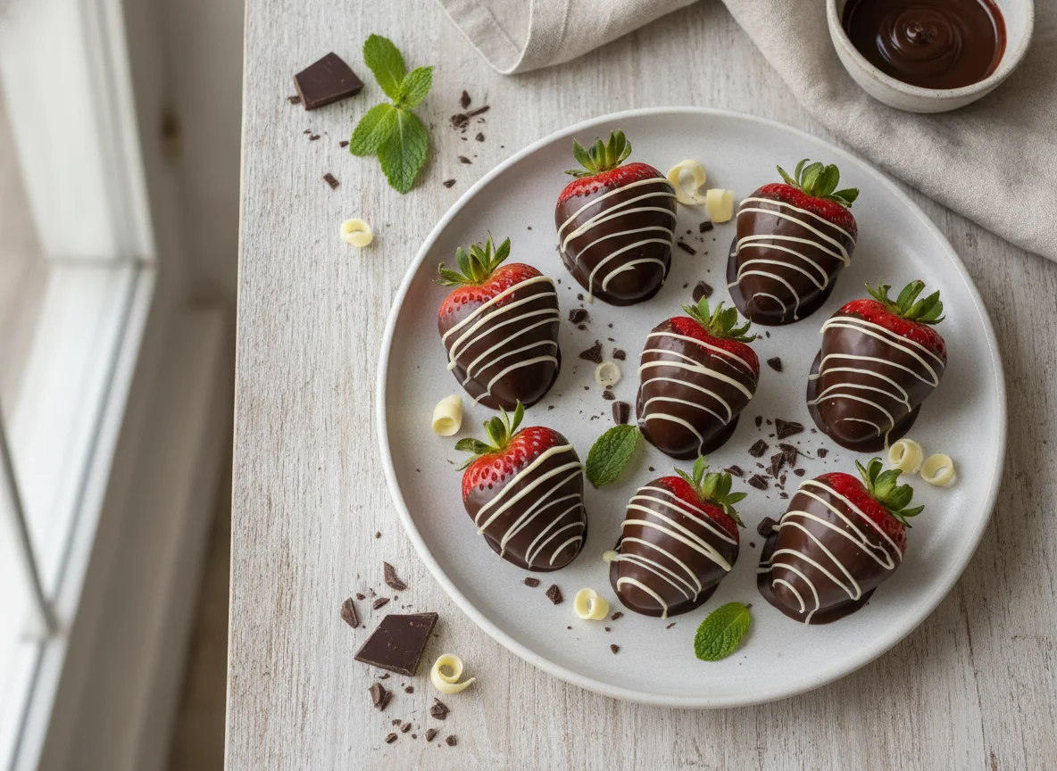 Morangos cobertos com chocolate photo