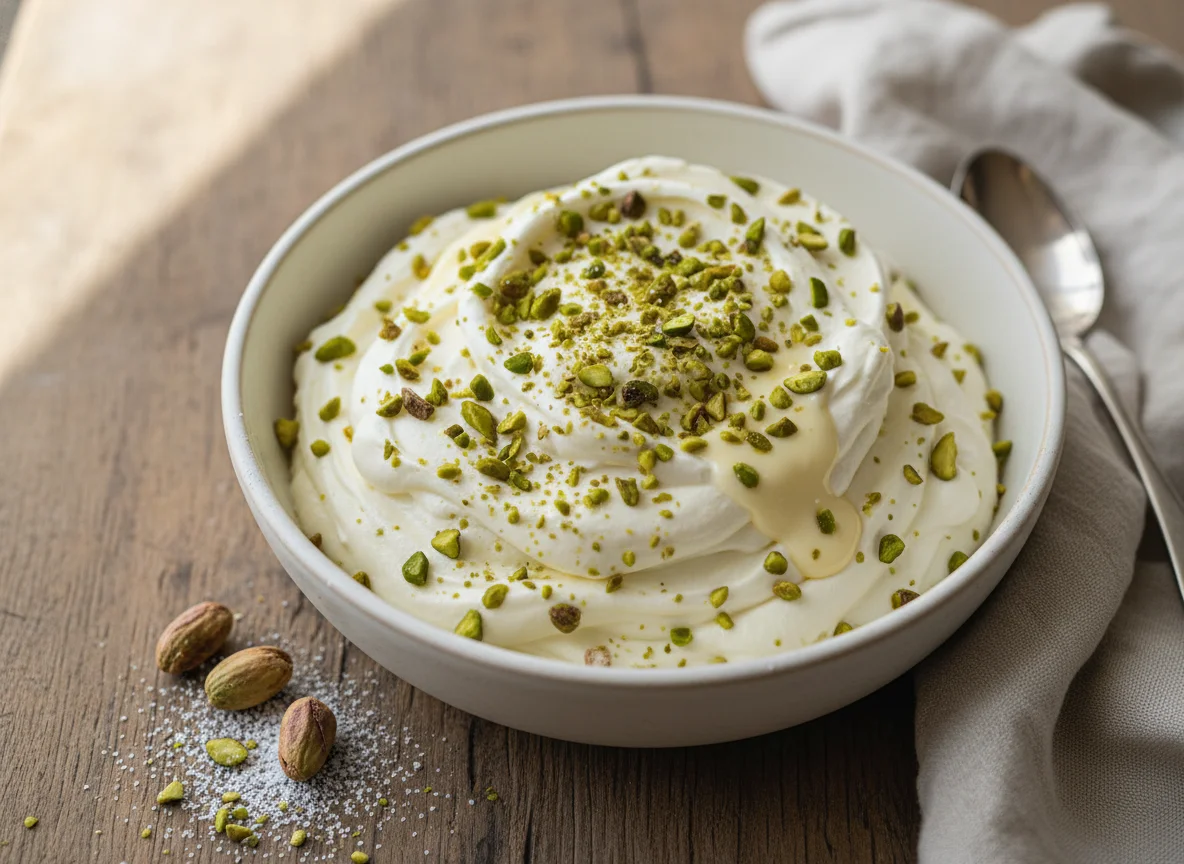 Mousse de Chocolate Branco com Pistache photo