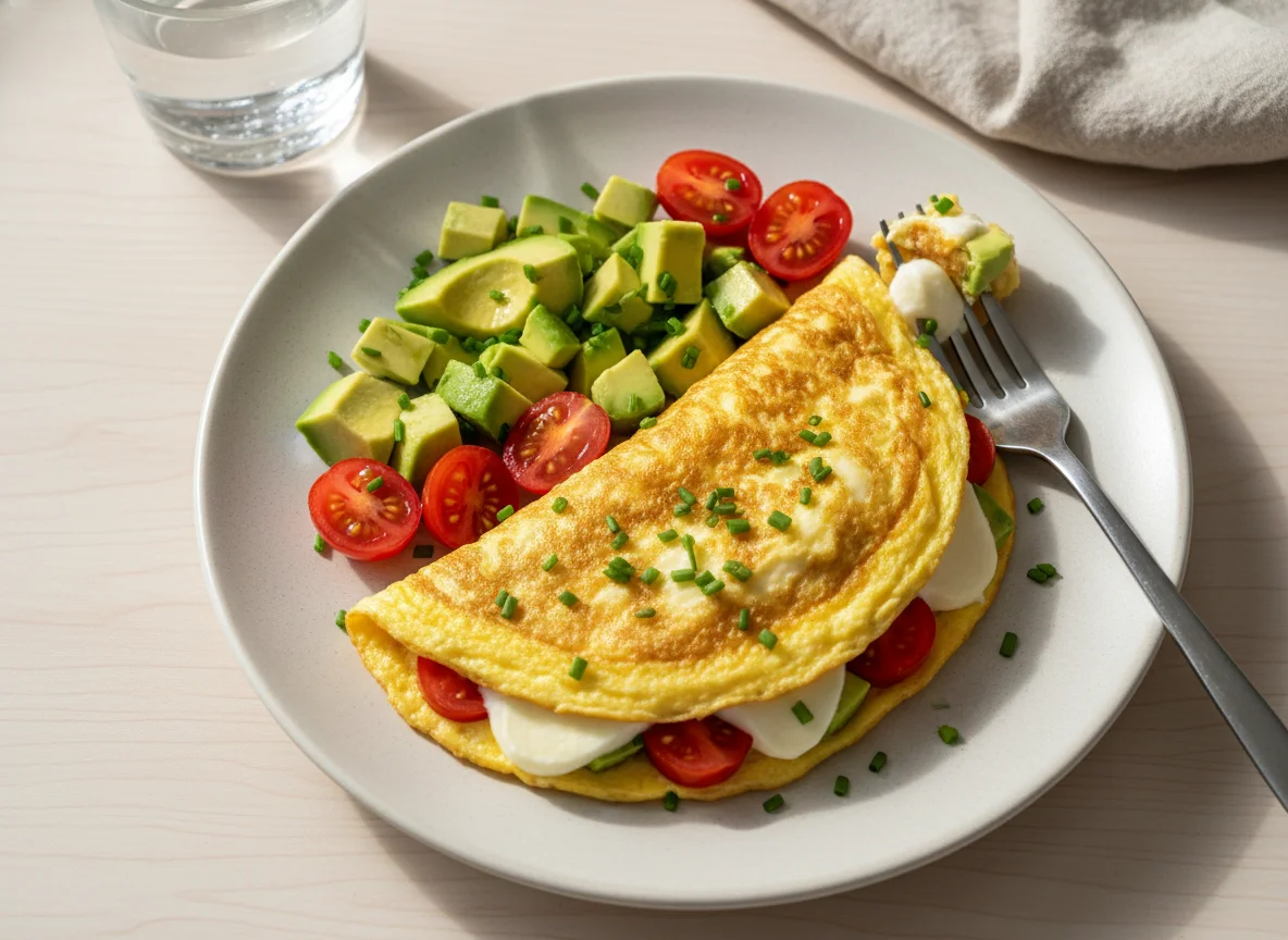 Omelete com abacate e queijo photo
