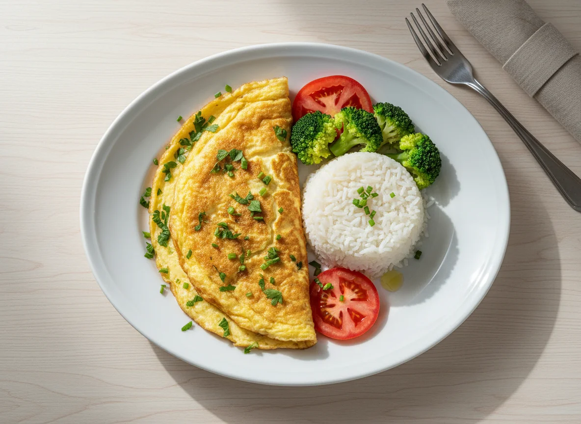 Omelete com Arroz, Brócolis e Tomate photo