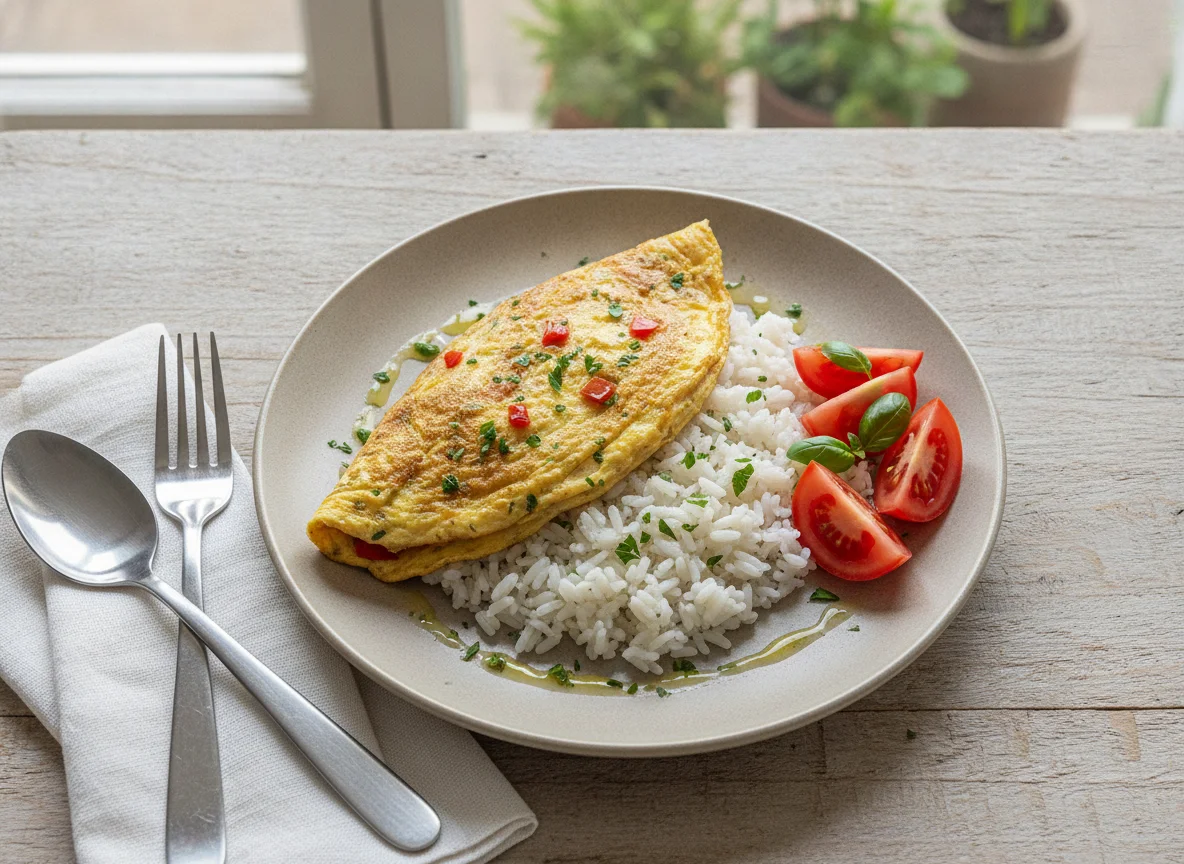 Omelete com Arroz e Tomate photo
