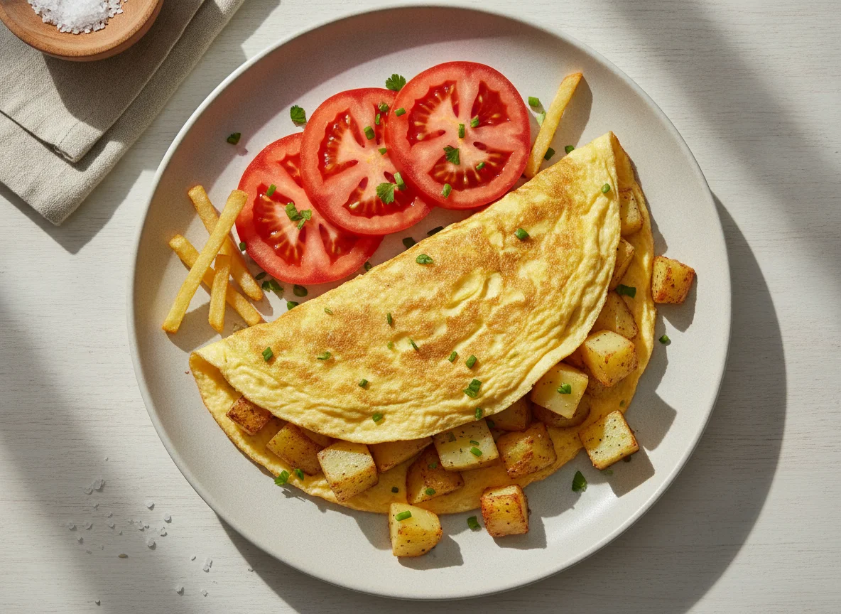 Omelete com Batatas e Tomate photo