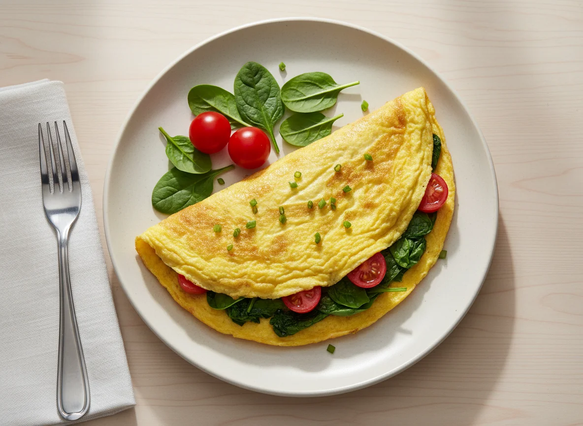 Omelete com Espinafre e Tomate photo
