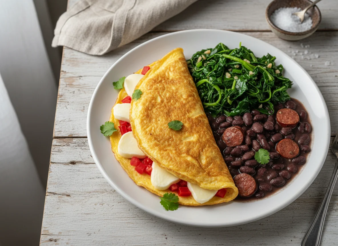 Omelete com feijão e couve photo