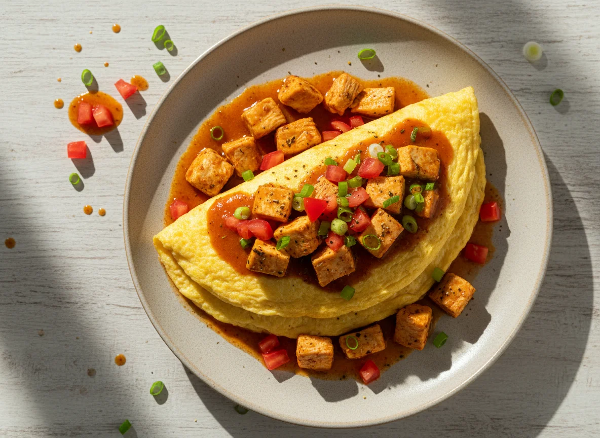 Omelete com frango ao molho photo