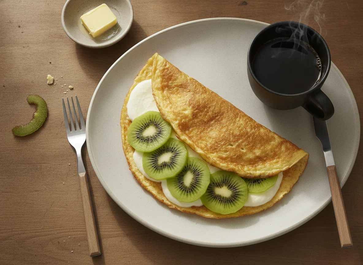 Omelete com Kiwi e Café photo