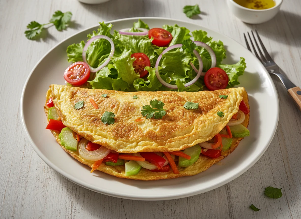 Omelete com Legumes e Salada photo